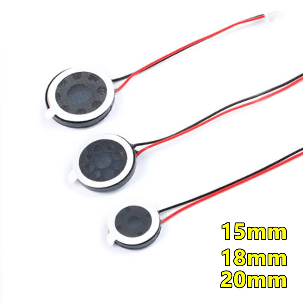 50 szt. Okrągłe głośniki 8 Ohm 1W, 8ohm 15mm 18mm 20mm, małe głośniki do telefonów komórkowych, złącze audio