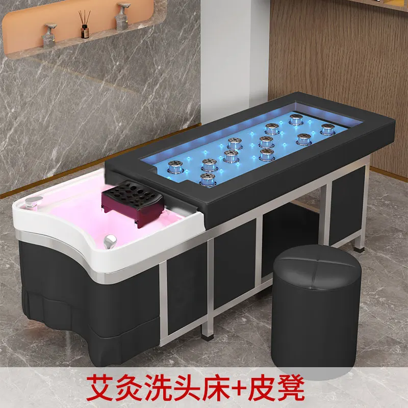 New full-body moxibustion Thai shampoo bed fumigation beauty salon special water circulation head massage