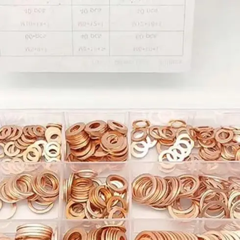 400Pcs Copper Gaskets M5-M14 Crush Washers Oil Seal Flat Sealing Washer Assortment Kit For Engine Hydraulic Line Joint Hardware