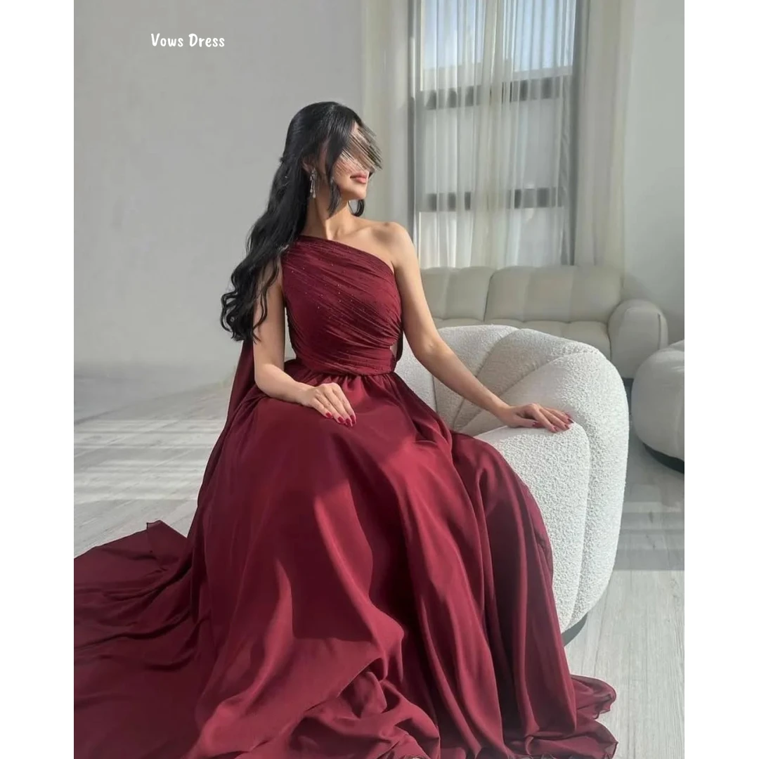 

Vows Robes De Cocktail Evening Dress Woman Line A Women's Elegant Dresses for Special Occasions Single-shoulder Sleeve Prom Gown