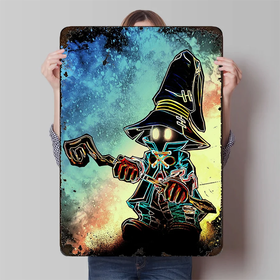 Mystery Wizard Metal Wall Art Creative Cartoon Magician Decor Glowing Eyes Sorcerer Hanging Ornament Home Wall Decor