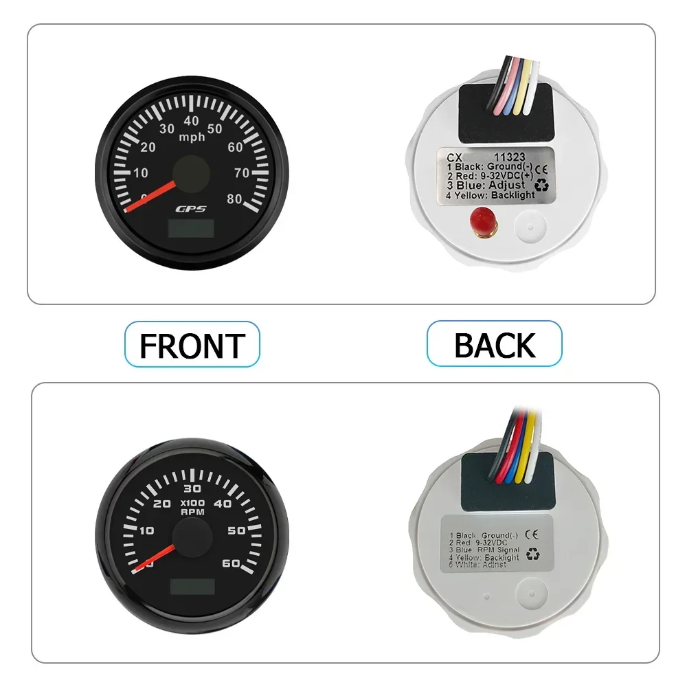 ELING Car Universal 52mm GPS Speedometer 0-60MPH 0-80mph 120MPH + 3000RPM 6000RPM 0-7000RPM Tachometer with Backlight 9-32V