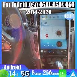 Android 15 For Infiniti Q50 Q50L Q50S Q60 2014-2020 Car Radio Automotive Multimedia Tesla Screen Carplay Auto Bluetooth GPS 4G