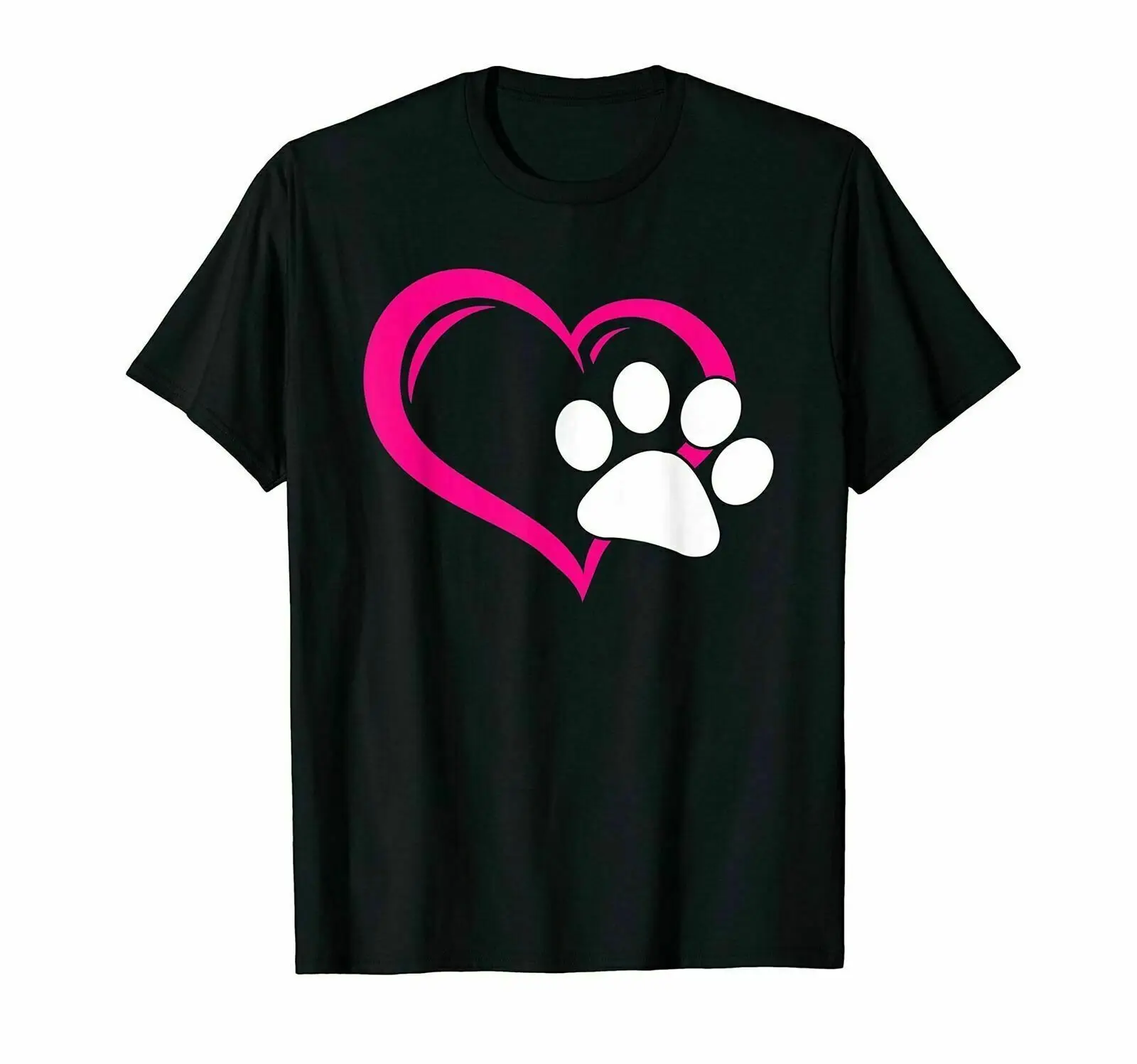 Cute I Love My Dog Puppy Cat Paw Heart T-Shirt Funny Cotton Tee Men