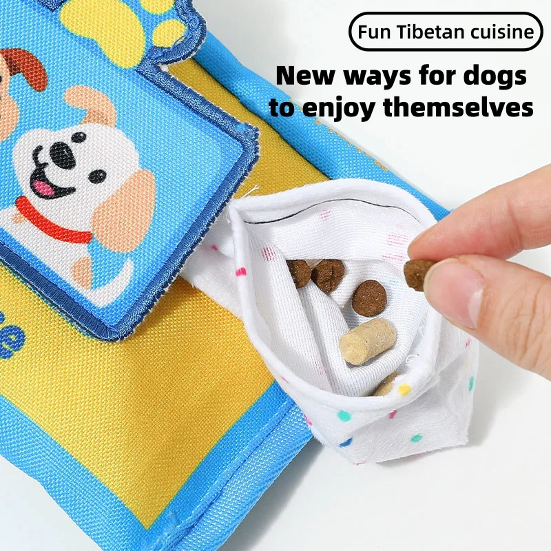 Interactive Dog Tissue Snuffle Toy, Washable Denim Treat Dispensing Toy, Squeaky Puppy Teething Chew Toy, Mental Stimulation Toy