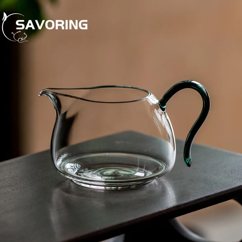 

300ml Heat-resistant Thickened Glass Tea Pitcher Anti-scalding Transparent Divide Tea Chahai with Handle Kungfu Teaware Fair Cup