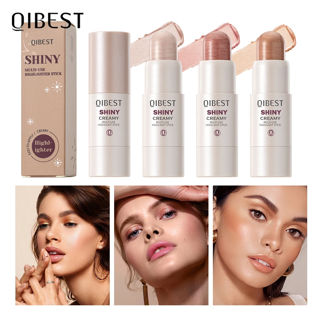 QIBEST 3色 ブライトニング ハイライタースティック 長持ち フェイスコントゥア ブロンザー シマーハイライターバー メイクアップ ボディハイライター