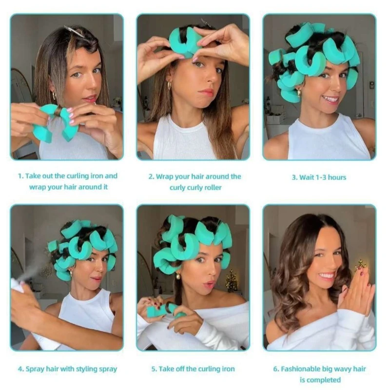 

New C-type Hair Rollers Heatless Roller Salon Make Up Curling Lazy No Heat Women's Hair Curler Sponge Styling Fluffiness Tools