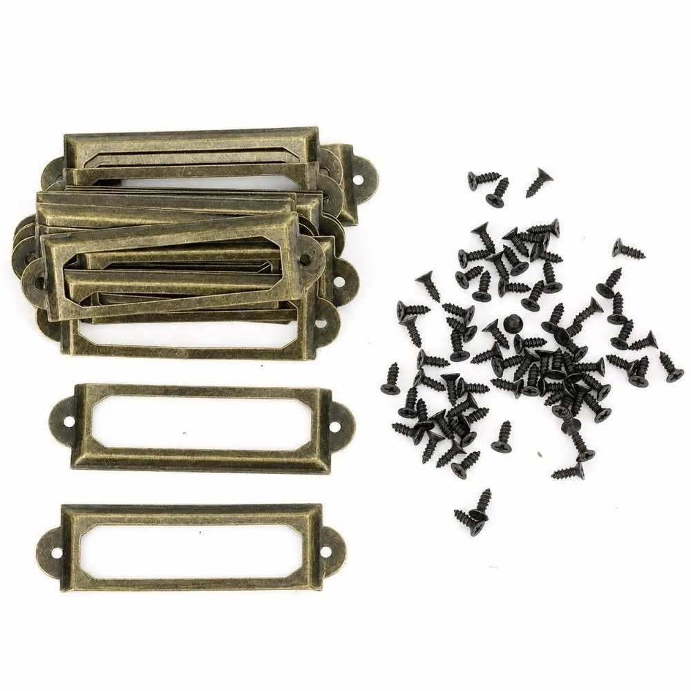 20 Pcs Metal Drawer Label Holder Multi Colors Screw Mount Fit Shelf Tag Bracket Paper Insert Slot Rectangular Shape