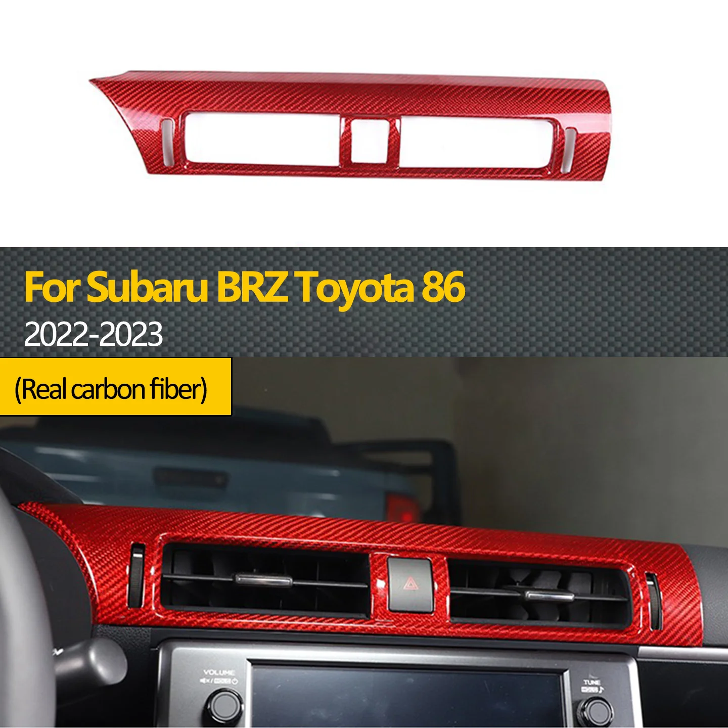 

Подходит для Subaru BRZ и Toyota 86 2022-2023, сухое углеродное волокно, центральная консоль, отделка вентиляционного отверстия, аксессуары для модификации интерьера