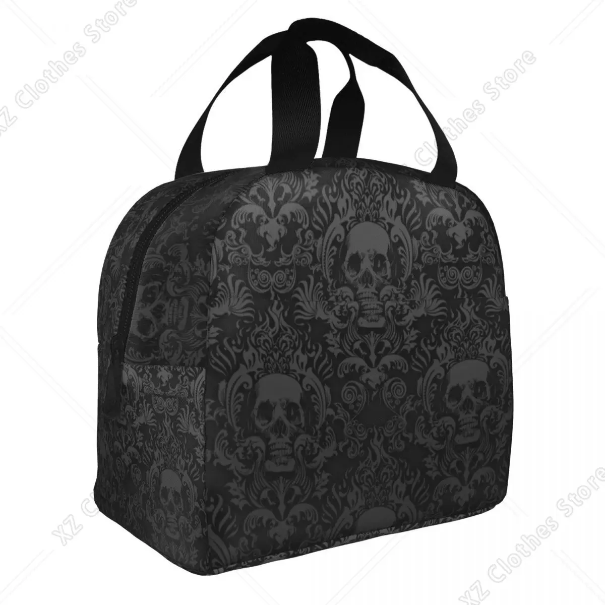 Custom Halloween Gothic Skull Insulated Lunch Bags for Camping Travel Waterproof Thermal Cooler Bento Box Women Children