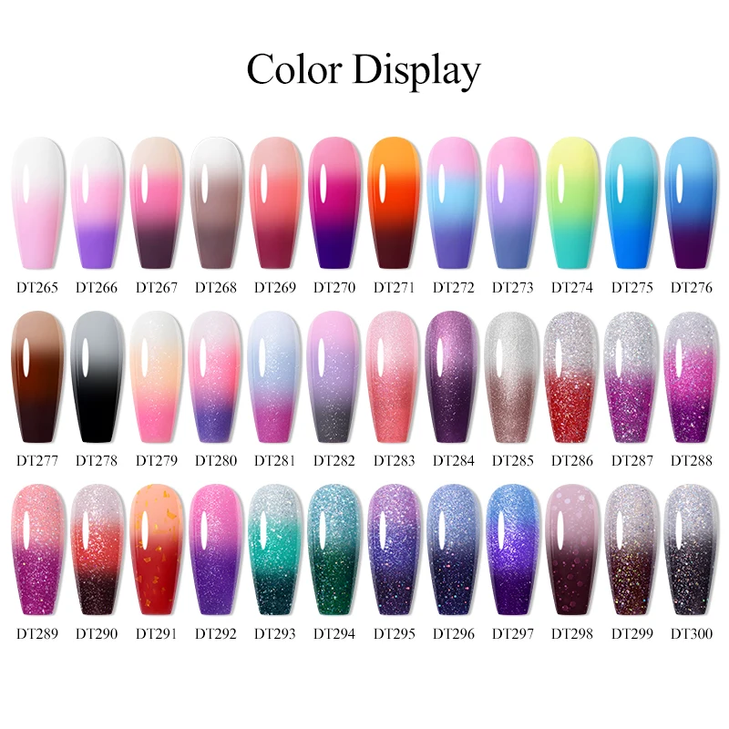 MEET ACROSS 7ml 36Colors Glitter Thermal Gel Nail Polish 3 Colors Changing Soak Off Gel Winter Semi Permanant Nail Art Varnish