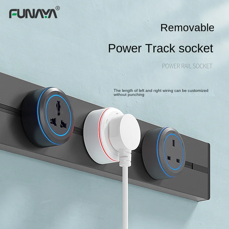 Power Track Rail Sockets US/AU/UK/US 3/4/5/6/7 Outlets Movable Row Kitchen Surface-mounted 32A Kitchen Wall Extension Outlets