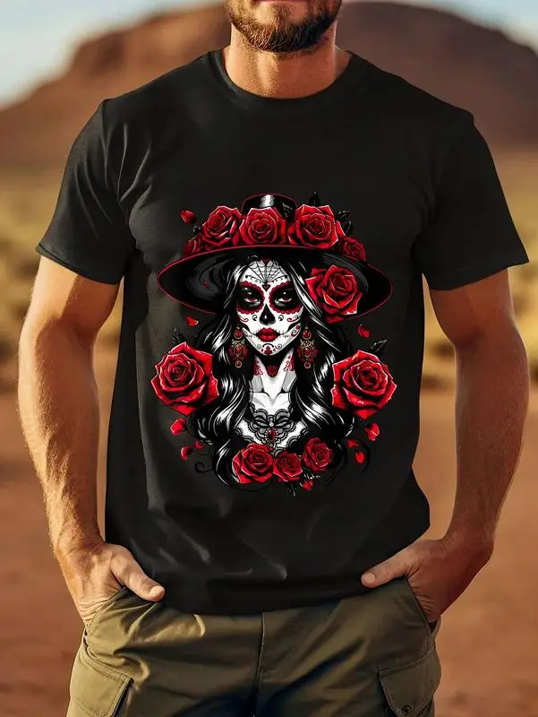 تي شيرت نسائي قطن 100% للجنسين The Catrina Dia of Los Muertos Latina Cinco of Mayo هدية لجميع ملابس الشارع