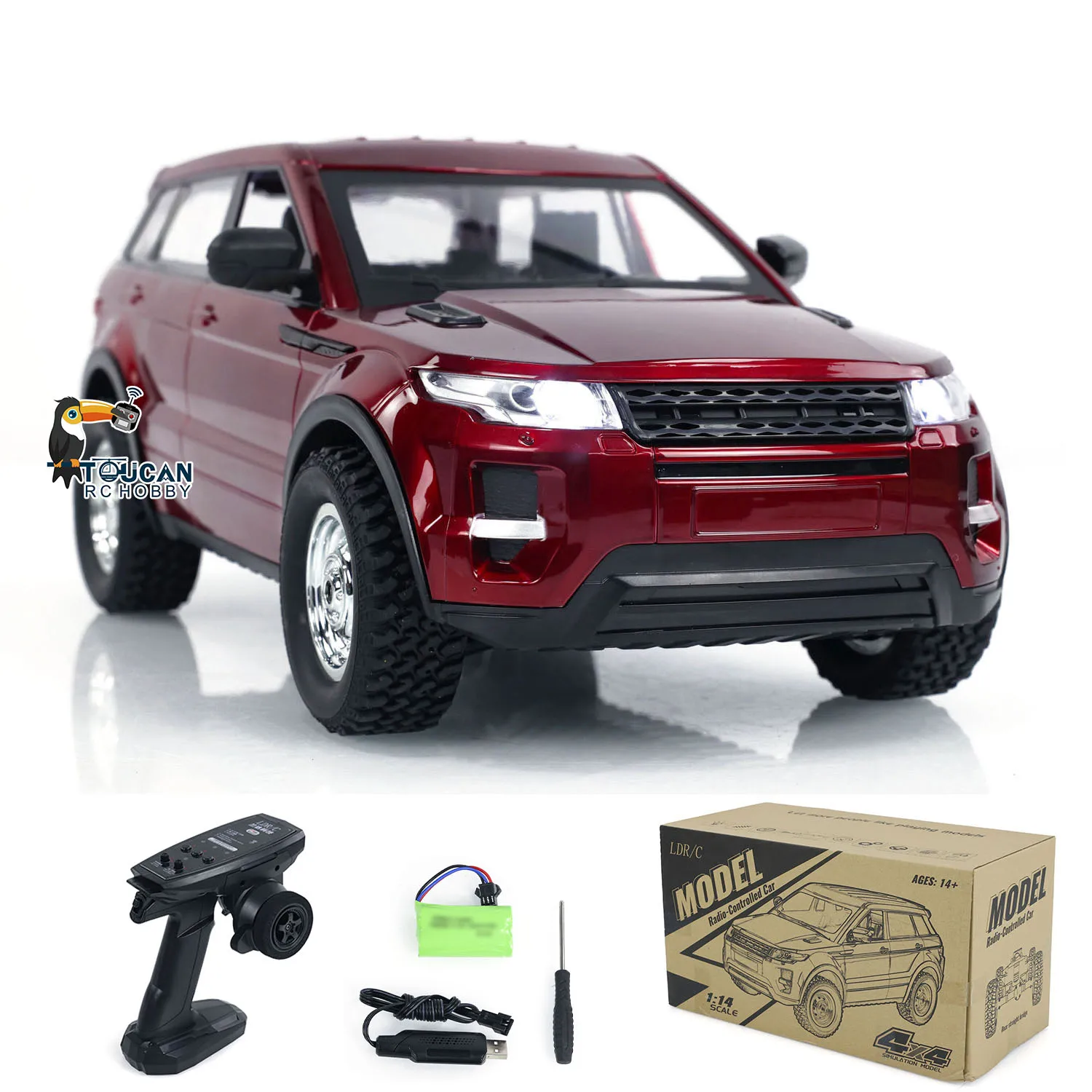 LDRC 1/14 Scale 4X4 RC Rock Crawler รถไฟ LED 4WD Off Road รีโมทคอนโทรลสําหรับผู้ใหญ่ผจญภัยกลางแจ้ง
