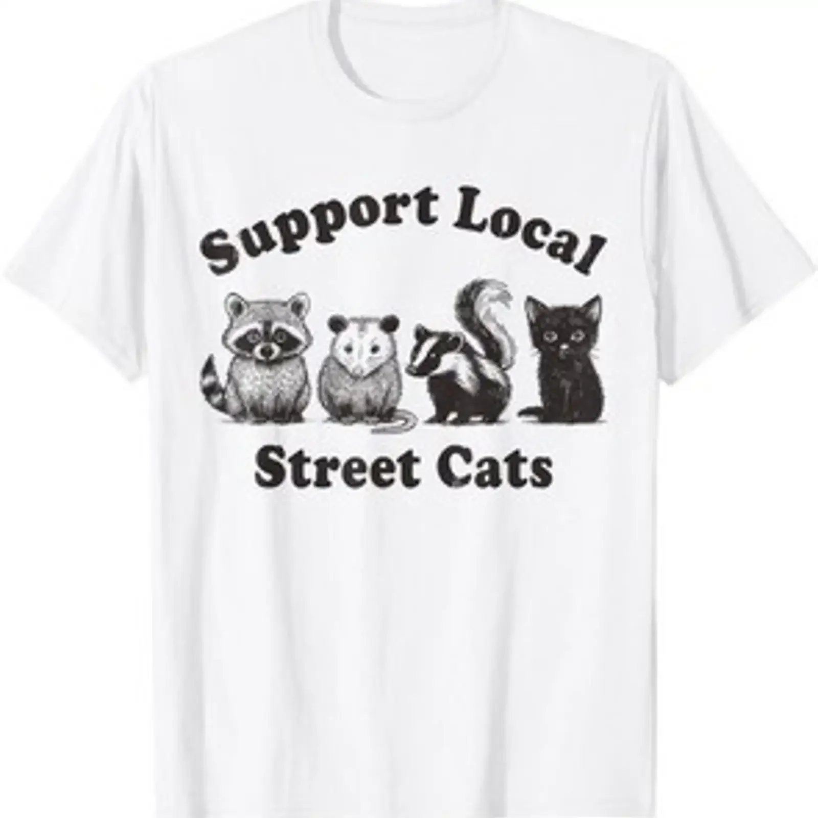 Support Local Street Cats Team Trash Opossum Waschbär Ratte T Shirt vintage Washed Soft homme Slightly Top For Everyday Wear