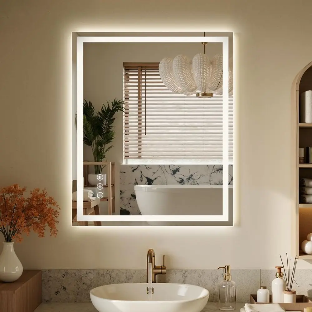 

30x36 LED Bathroom Mirror with Lights - Dimmable, Anti-og, 3 Color Backlit & ront Lit Mirror or Bathroom, Shatter-Proo Tempered