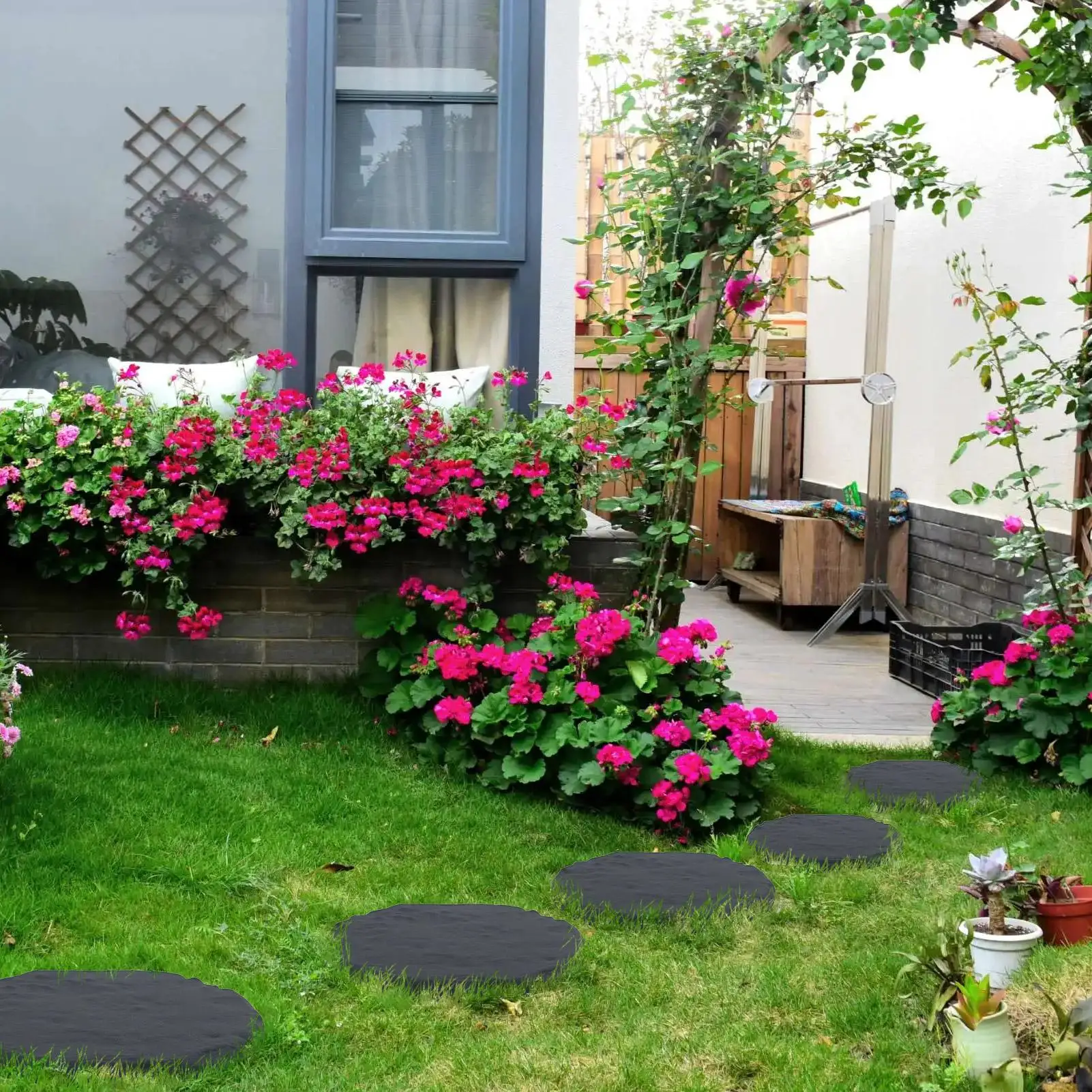 Stepping Stones Walkways Landscaping Decor Decorative Stepping Stones With Ground Stakes For Walkway Backyard Pool Patio Outdoor