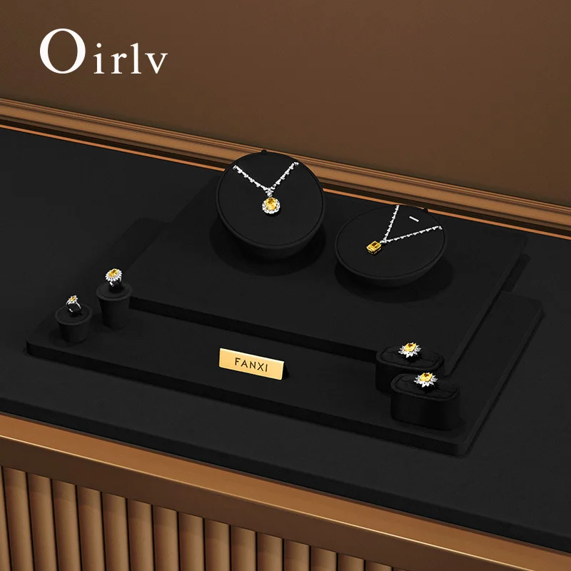 

Oirlv Black Premium Jewelry Display Fixtures Luxury Necklace Ring and Bracelet Display Cabinets Jewelry Display Stands Organizer