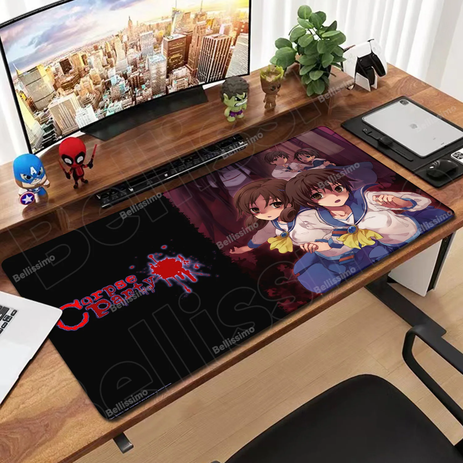 

Corpse Party Mousepad Extended table Pad Non-Slip Rubber with Stitched Edge Large Black and White Accessory Desk Keyboard mat