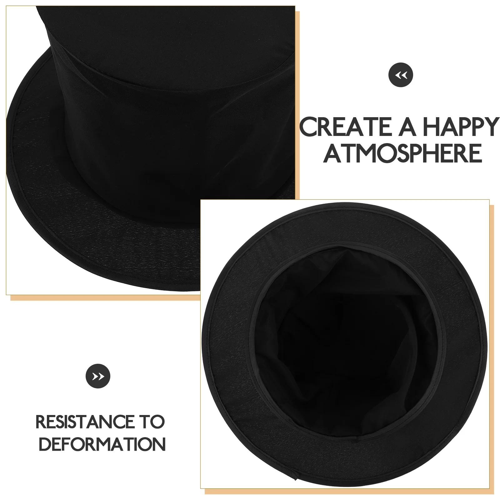 2Pcs Collapsible Black Magician Top Hat Costume Party Hat Stage Tricks Masquerade Christmas Carnival Victorian Costume Hats