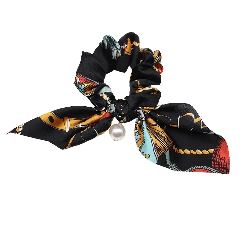 

Soft Chiffon Scrunchies with Pearl Bowknot Gentle Hair Ties No Damage Ponytail Holder for Women Girls Daily Use