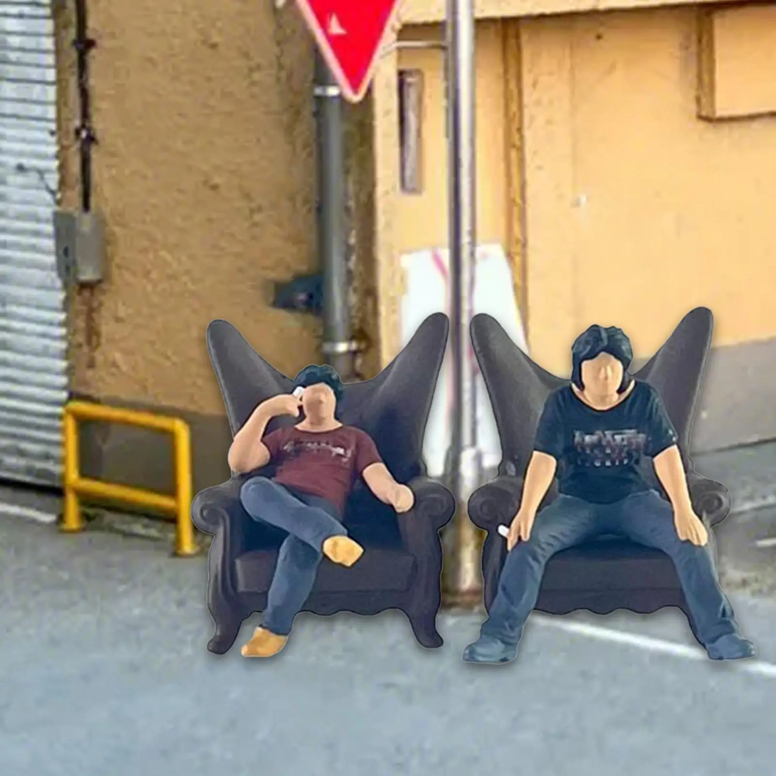 2x 1/64 Mannen En Stoelfiguren Lay-Out Miniatuurscènes Model Beeldjes Decor