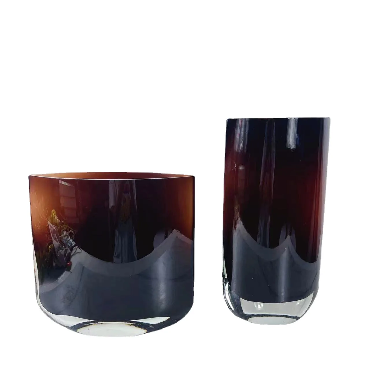 

Brown, glazed blade flat vase, model house, flower utensils, dining table accessories