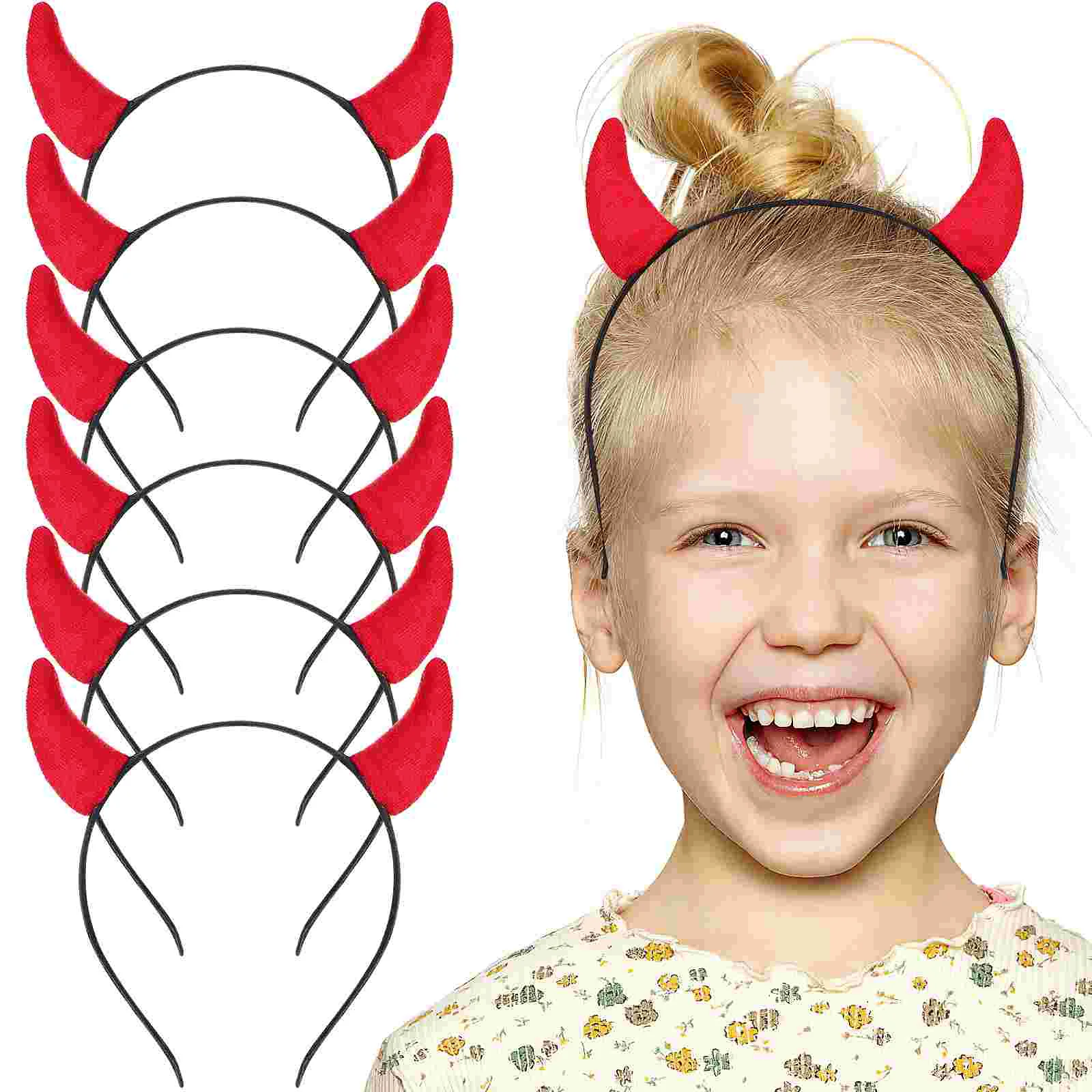 

6 Pcs Halloween Horn Headband Tiefling Horns Ears Hair Headpiece Accessories Women's