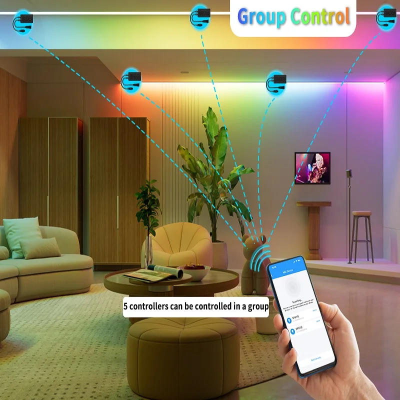 Imagem -06 - Pautix-cob Rgb Led Strip Light Kit Alta Densidade Endereçável Wi-fi Bluetooth App Way Control 630leds m m 10m 12 v 24v