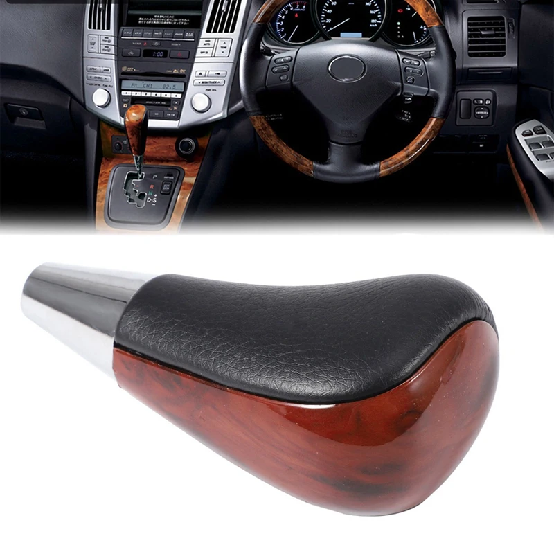 2PCS Wood Grain Car Gear Shift Knob For Toyota Corolla Camry/Harrier Fortuner Crown Land Cruiser Lever Shifter Stick Replacement