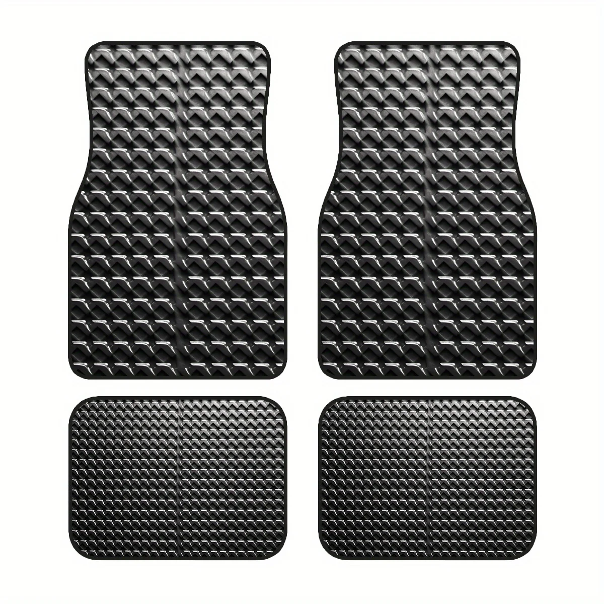 Interior Design Grid - 4pcs Anti-Slip Polyester Car Mats, Black