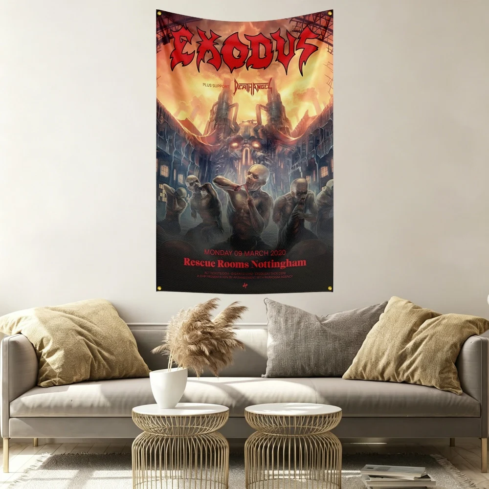 Exodus Music Flag Banner Vivid Color Fade Resistant With Metal Grommets Outdoor Garden Yard Indoor Dorm Room Wall Hanging Decor