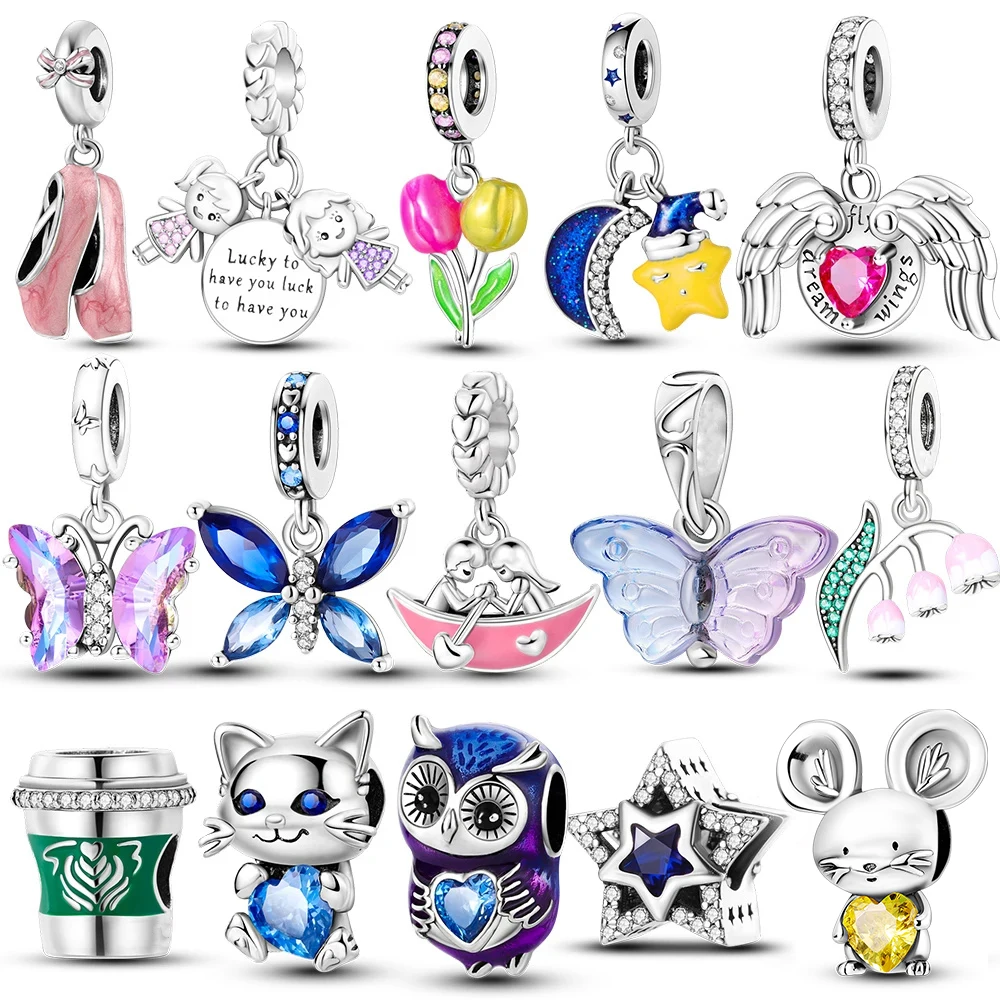 

Посеребренные Подвески Бабочка Сова Цветок Подвески Бусины Для Женщин Подходит Оригинальный Браслет DIY Ювелирные Изделия Маркировка DIY