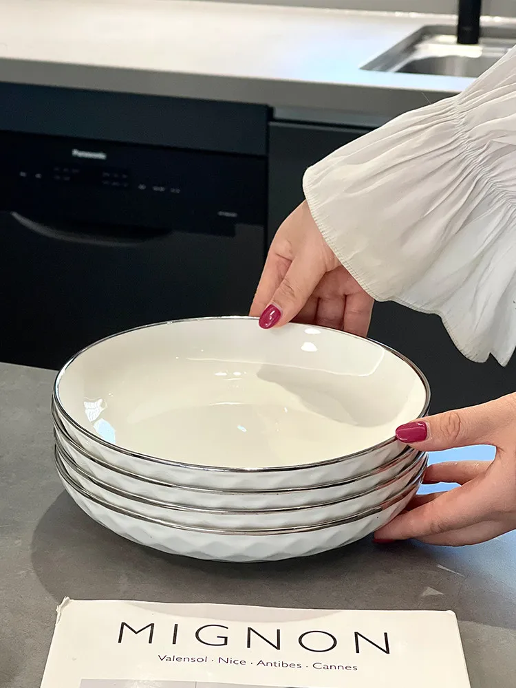 PYH good-looking plate ceramic disc diamond pattern vegetable dumpling plate western plate tableware