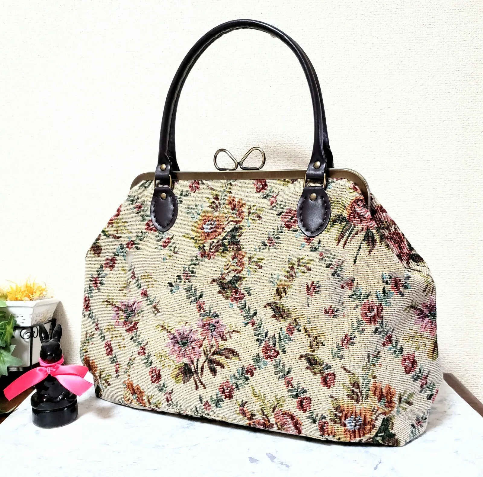 Lost in Vintage Jacquard Embroidered Large Purse 33x26x13cm Flowers Handbag Wallet Set Handbags with Straps Antique Frame Bags