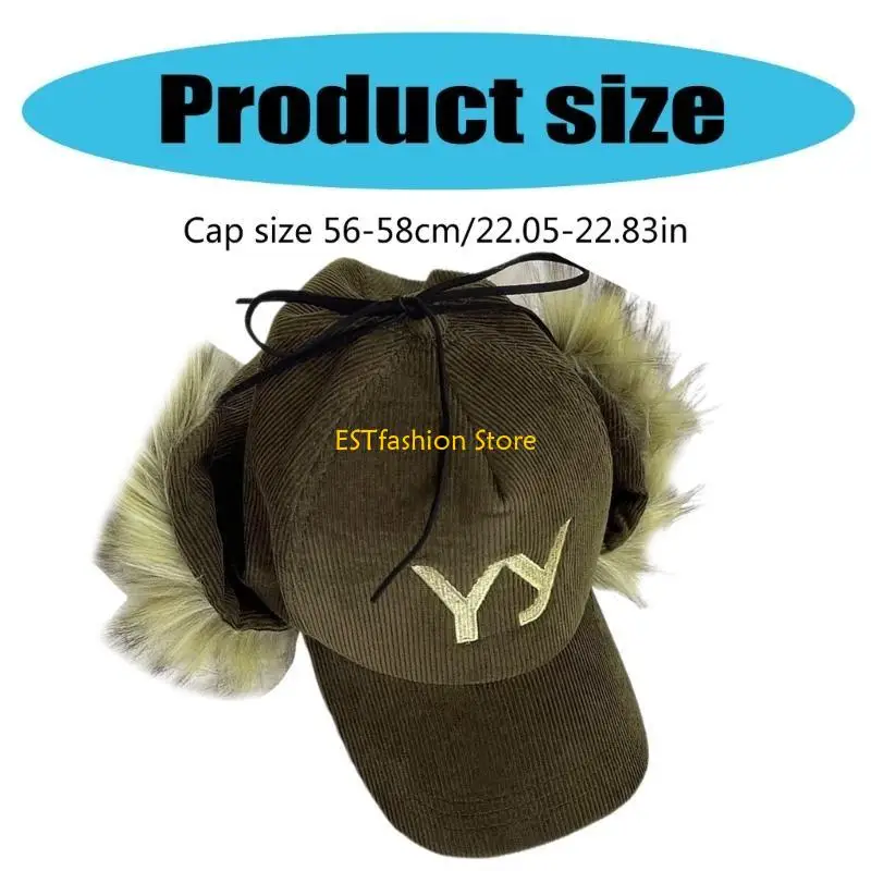 Y5GC في الهواء الطلق الشتاء إيرفلاب قبعة المرأة الأزياء سروال قصير قبعات البيسبول ارتداء اليومي قبعة