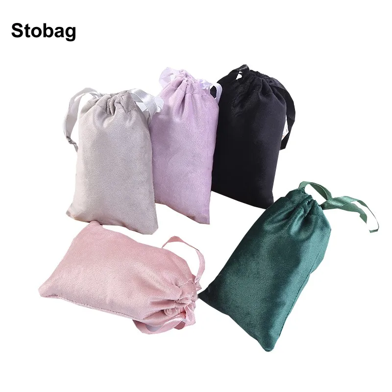 

StoBag 50pcs Velvet Flannel Bags Small Jewelry Gift Drawstring Storage Packaging Dustproof Portable Pocket Organizer Pouches