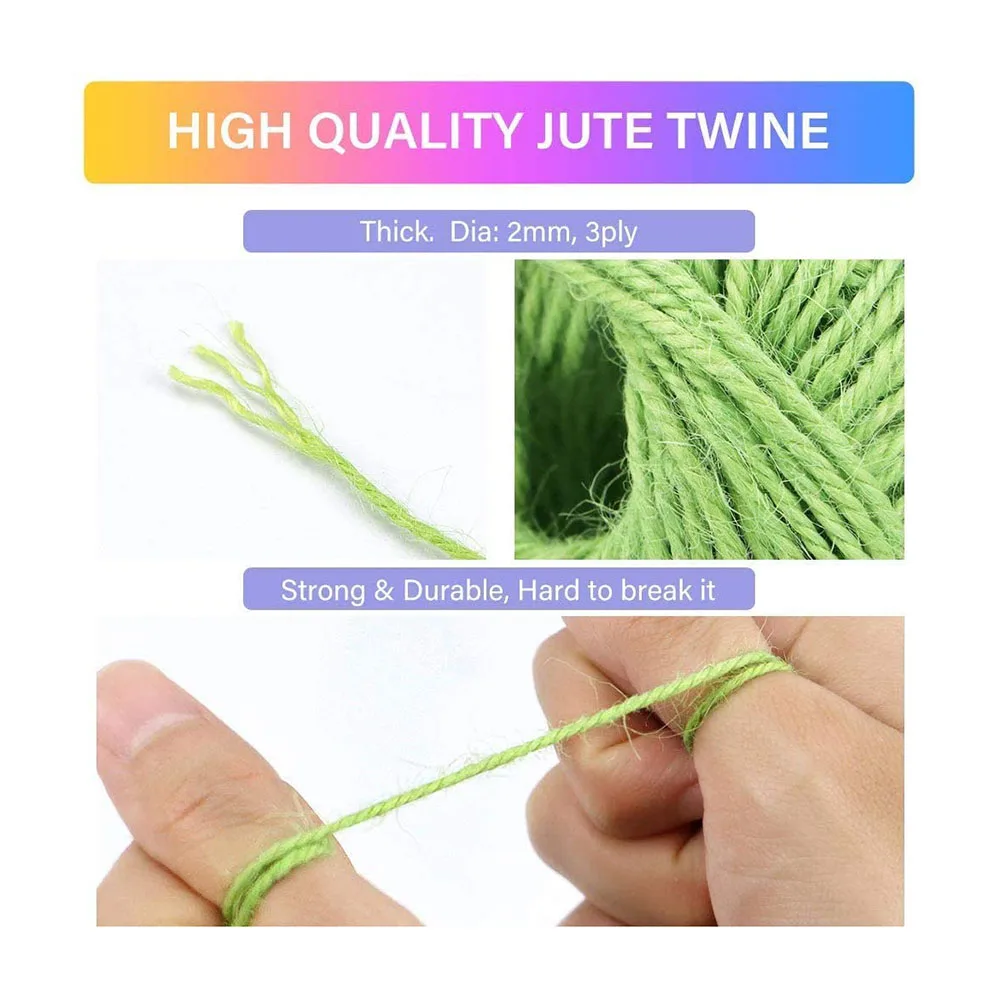 2MM 50M/Roll Colorful Natural Jute Twine Burlap Rope Burlap String Hemp Rope For DIY Crafts  Wedding Gift Wrapping Decor