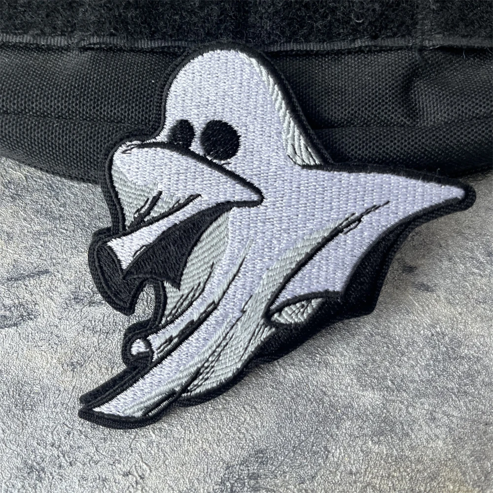 

Ghost, Halloween Embroidered Hook and Loop Backpack Sticker for Clothing Tactical Morale Badge Patches Military Army Armband