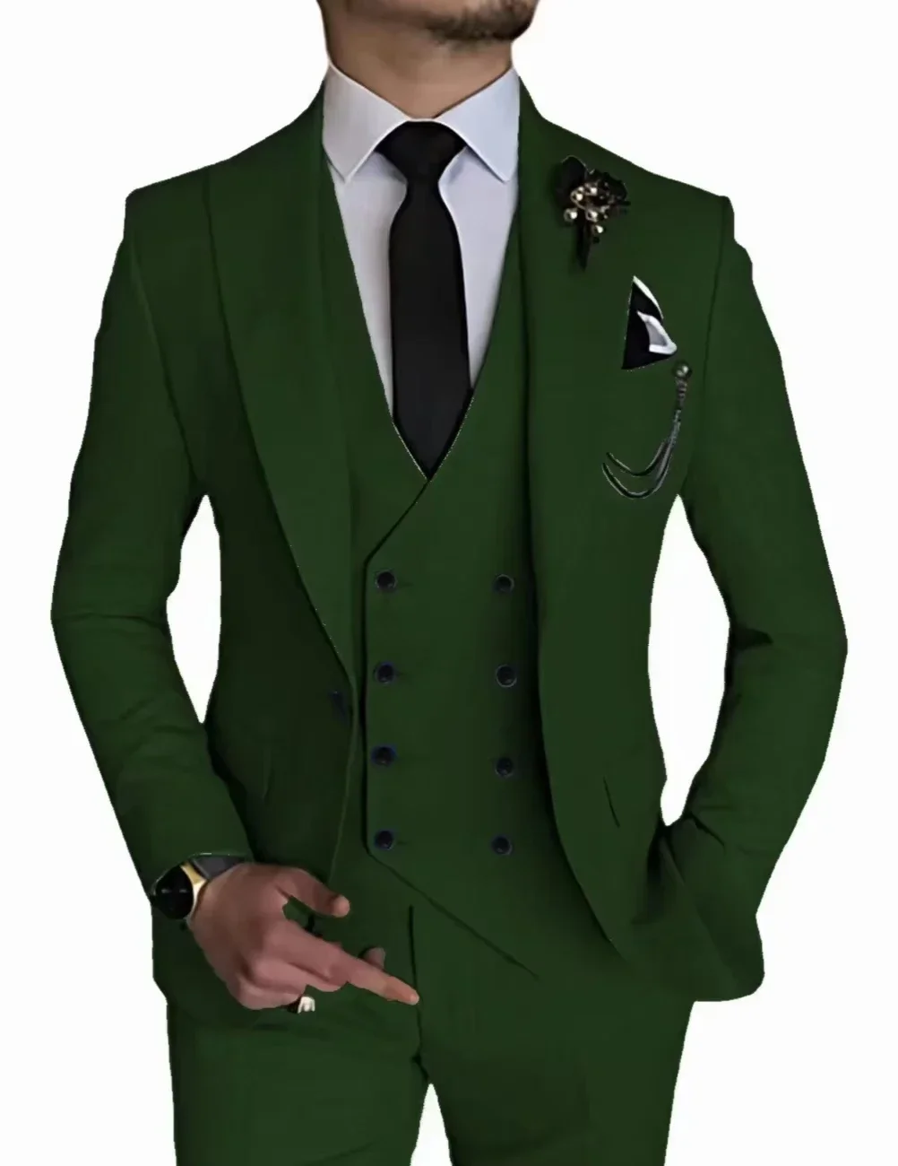 Luxury Men\'s Suit Single Button Business Suit 3-piece Wedding Groom Tuxedo (Jacket+Vest+Pants) Elegant High Quality 2024