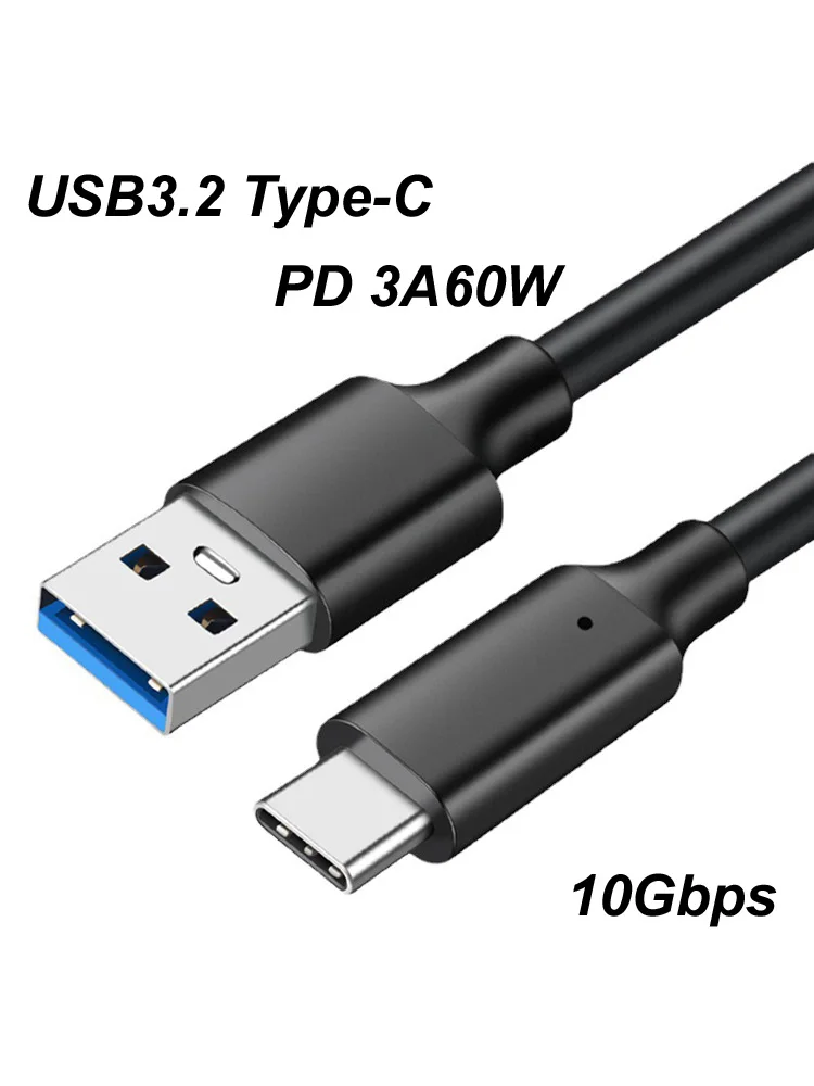 1m 2m 3m USB 3.2 Type A to Type C Fast Charging Cable 10Gbps Data Sync Transmit Data Cable for SSD HDD PD 3A 60W QC3.0 for Phone