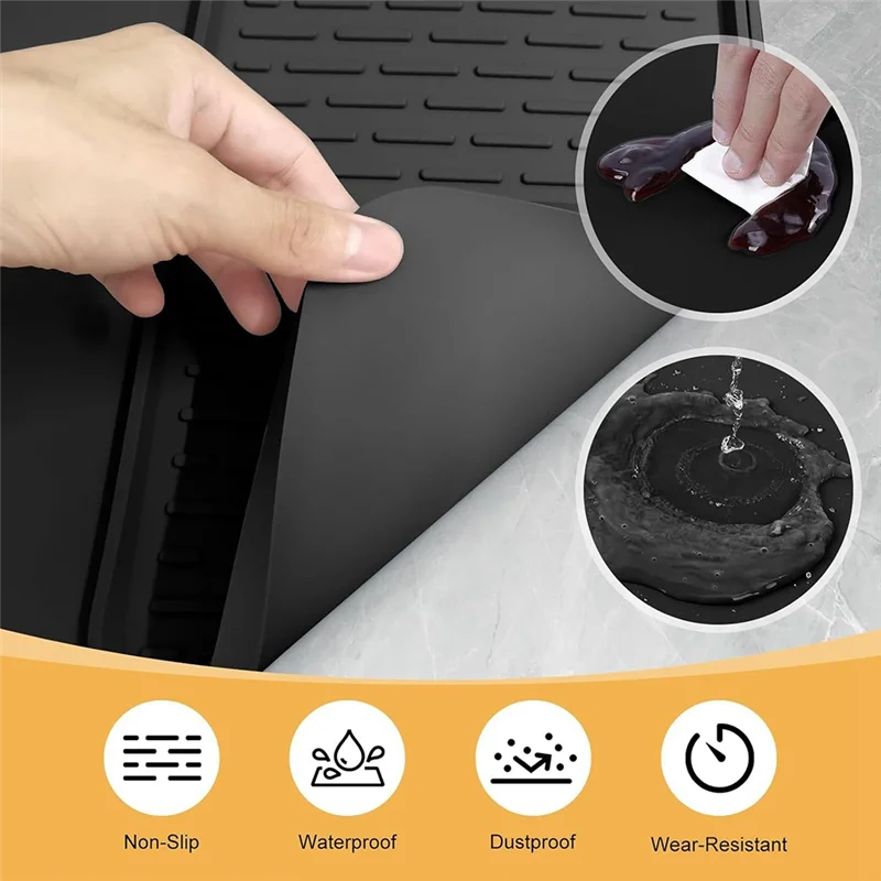 【تمتلكه】حصيرة صانعة القهوة لأسطح الكونترتوب 15.75 × 23.6 بوصة حصيرة بار القهوة مع حصيرة تجفيف الأطباق القابلة للفصل بحافة مقاومة للانسكاب