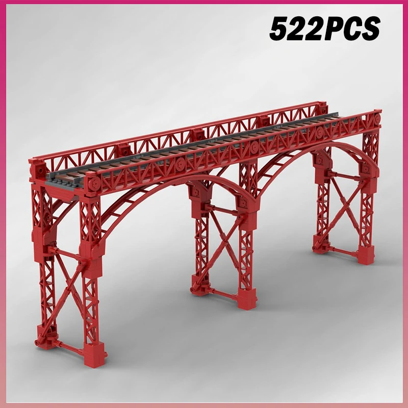 522 قطعة MOC مدينة السكك الحديدية Viaduct البخار قطار جسر الملحقات السكك الحديدية البناء نموذج اللبنات الطوب لعبة أطفال هدية
