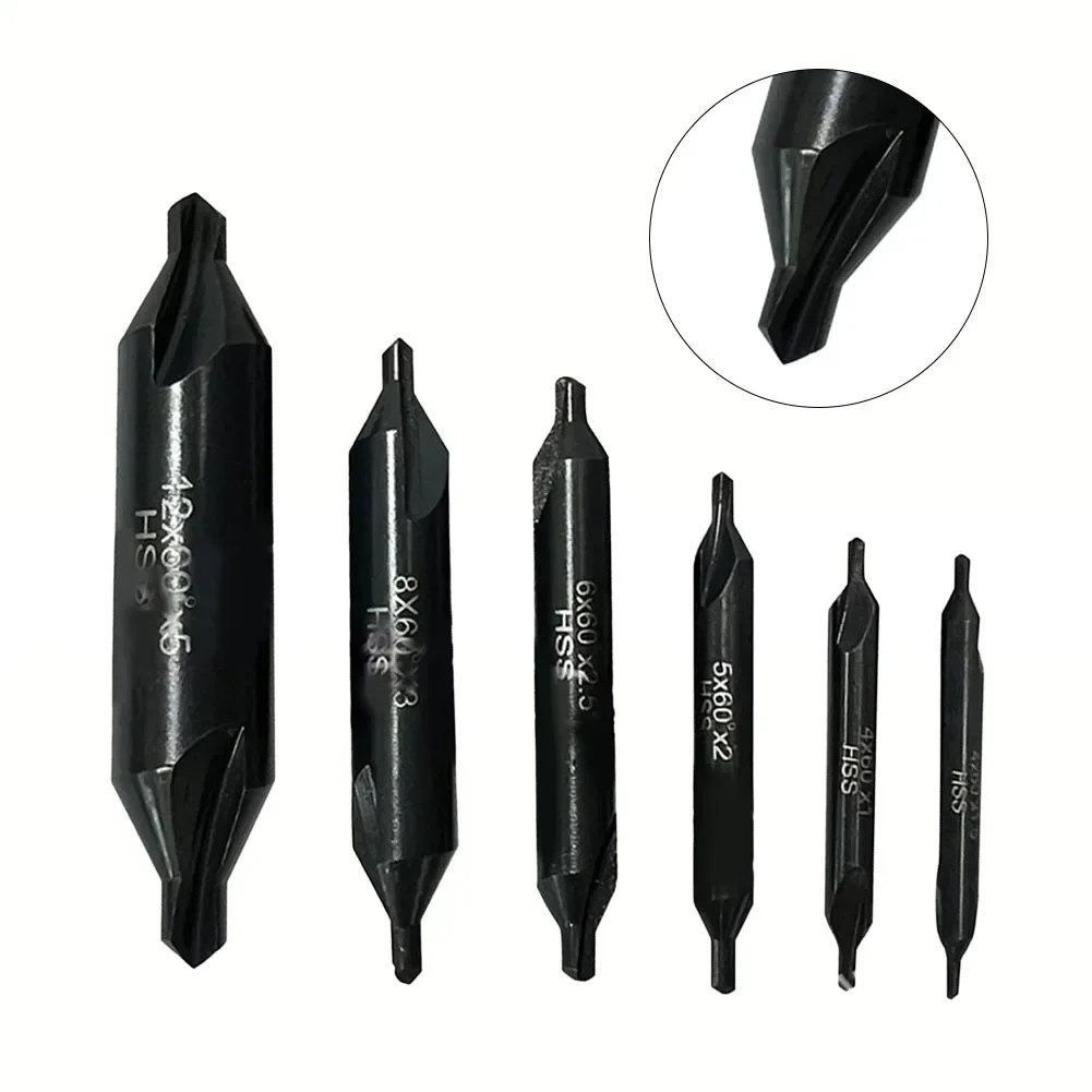 6PCS HSS Combined Center Drills Countersinks Angle Bit Set Center Spotting Drill Mill 1.0mm 1.5mm 2.0mm 2.5mm 3.5mm 5mm Drill Bi