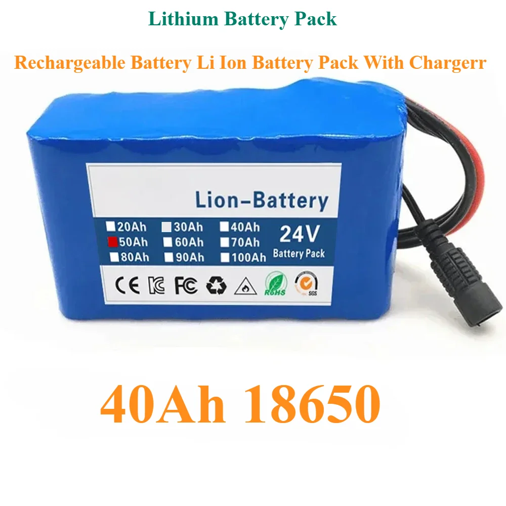 40Ah 18650 Rechargeable Battery Li Ion Battery Pack With Chargerr 24v 6s2p Lithium Battery Pack