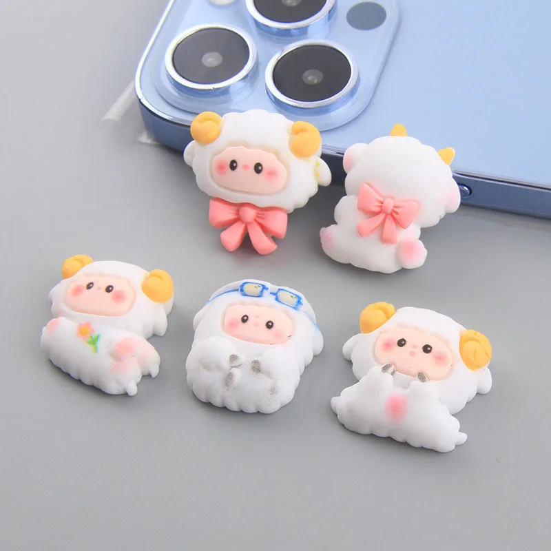 10Pcs Cute Animals Sheep Charms For Earrings Keychain Jewelry Making Cute Pendants Flatback Patch for Fridge Magnet C947