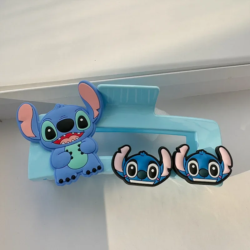 Disney Cartoon Stitch Cute Square Grab Clip Blue Grab Clip Hairpin Shark Clip Hairband Hair Hoop for Girls Women Birthday Gifts