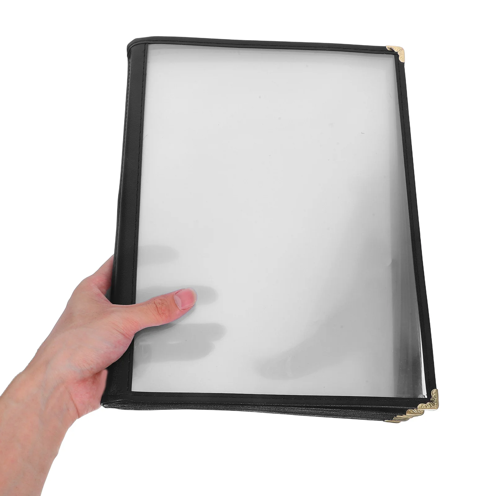 Transparente Menüabdeckung, A4, PVC, Restaurant-Menüordner, 8 Seiten, moderne Ecken, Café, Hotel, Bar