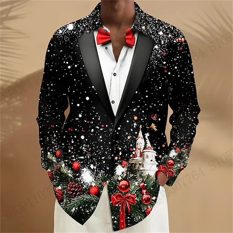 جديد رجل جديد 2026 عيد الميلاد كم كامل قميص سانتا كلوز ثلاثية الأبعاد طباعة قميص هاواي صيفي الرجال النساء موضة القمصان الفاخرة نمط السنة الجديدة #1